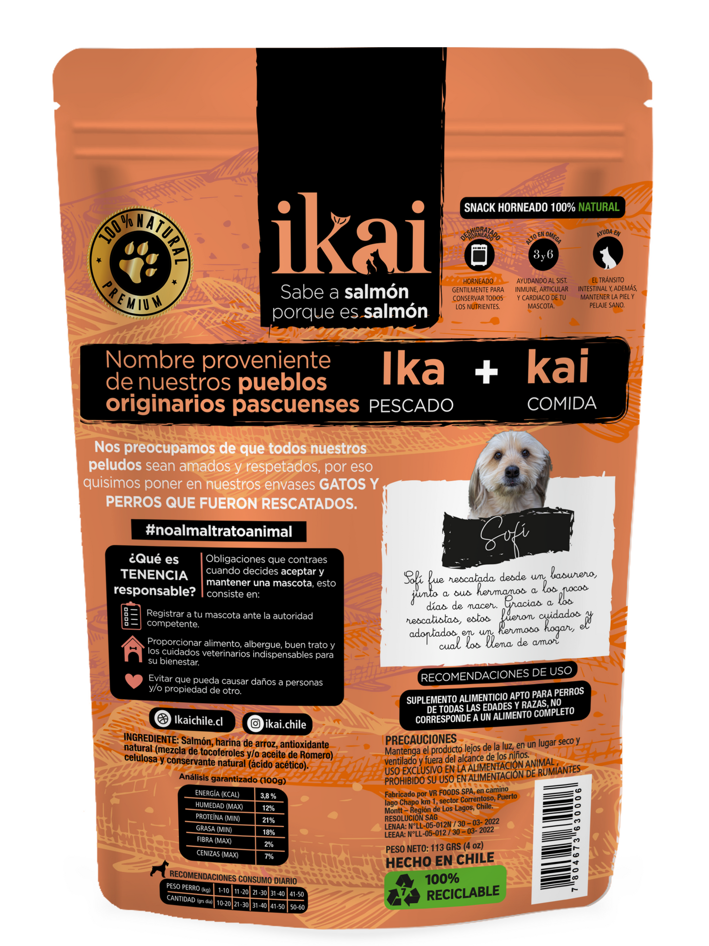 SNACKS horneados de salmón para perros - 113 gr